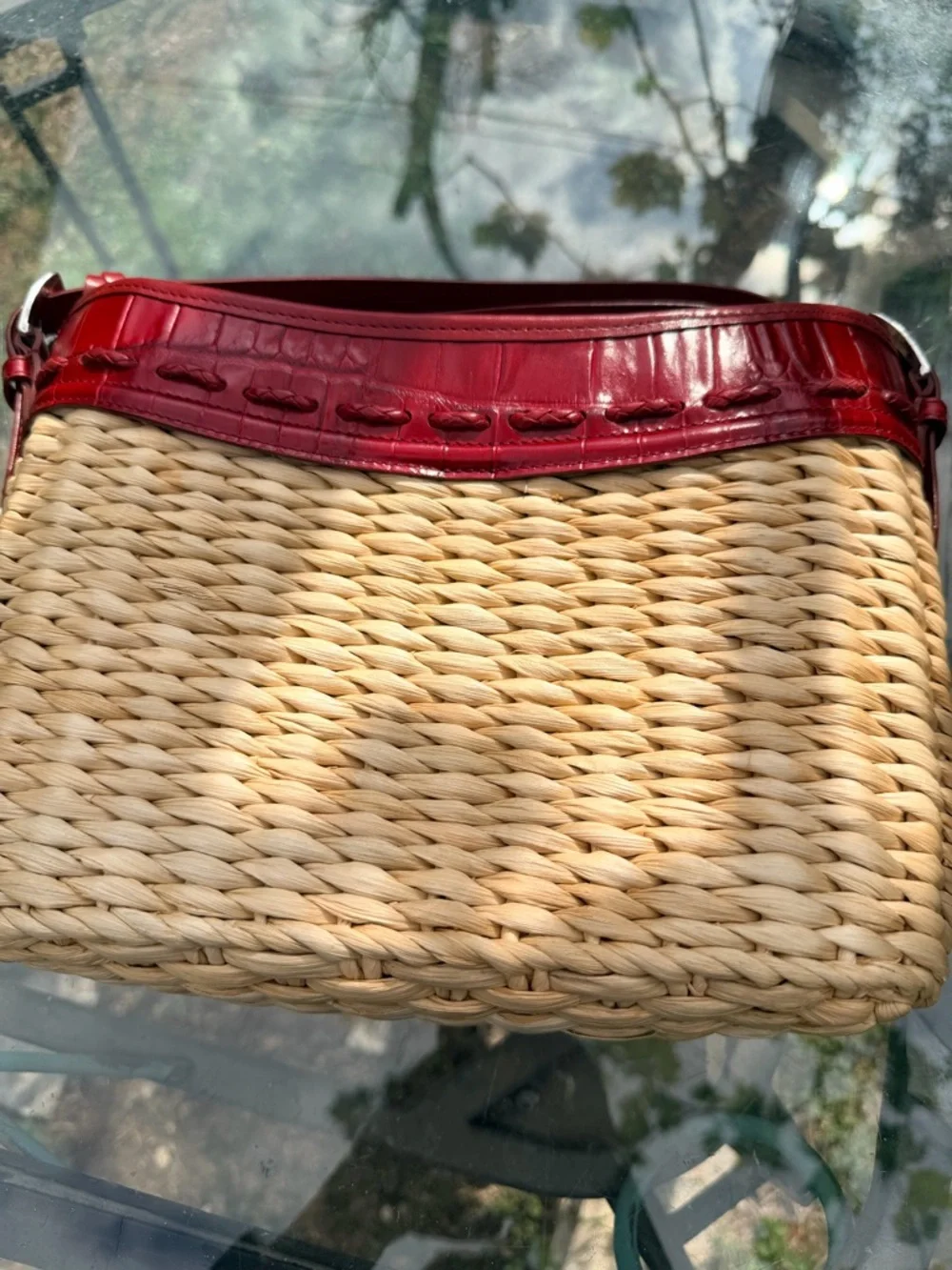 Brighton Woven Straw‎ Tote Emma Red leather Trim model H70027